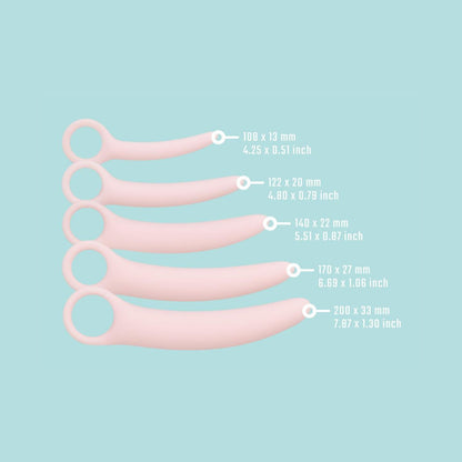 Inspire silikone dilator sæt for udvidelse og behandling set fra siden
