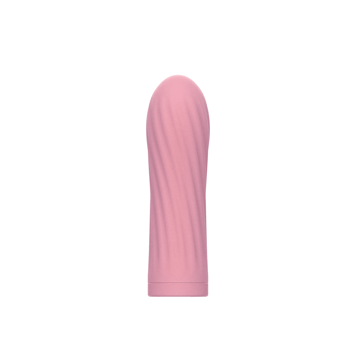 Pink Bullie bullet vibrator med rillet silikoneoverflade på transparent baggrund