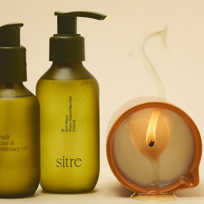 Sitre body melt intimacy olie set fra en anden vinkel