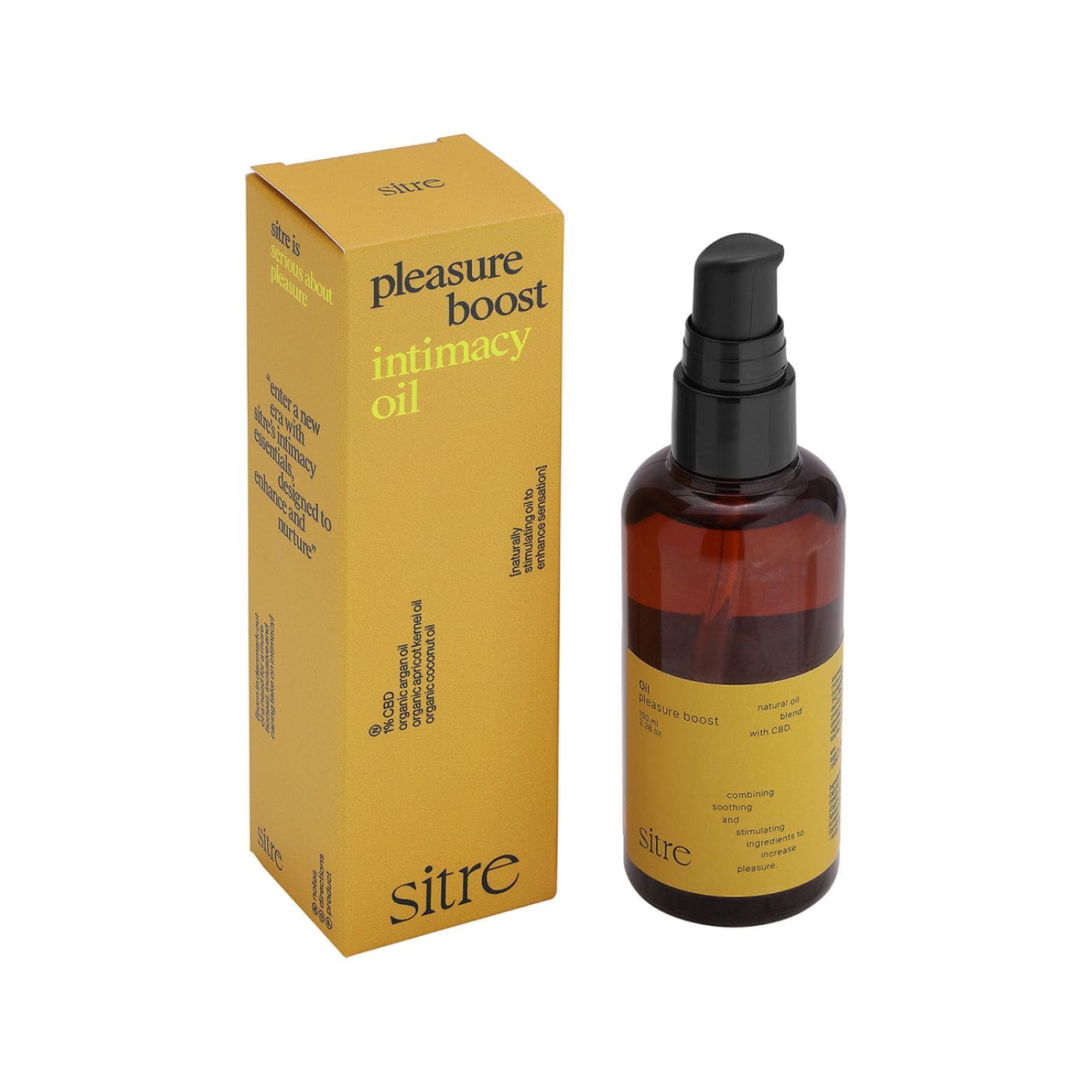 sitre CBD pleasure boost olie og emballage