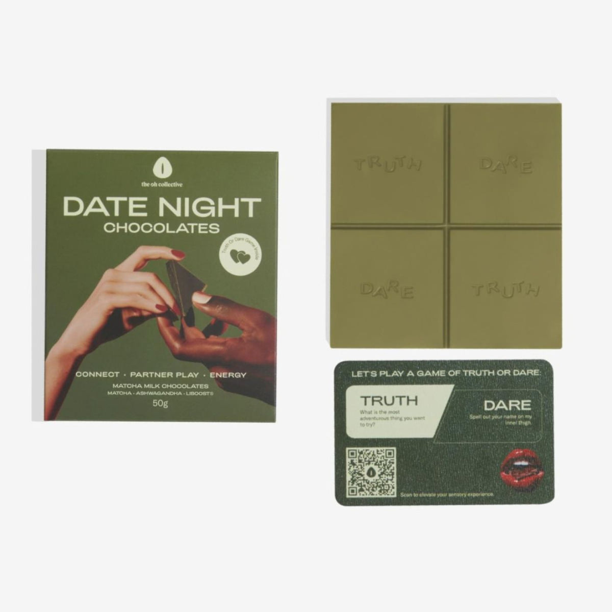 Date night chokolade fra Oh Collective med matcha smag