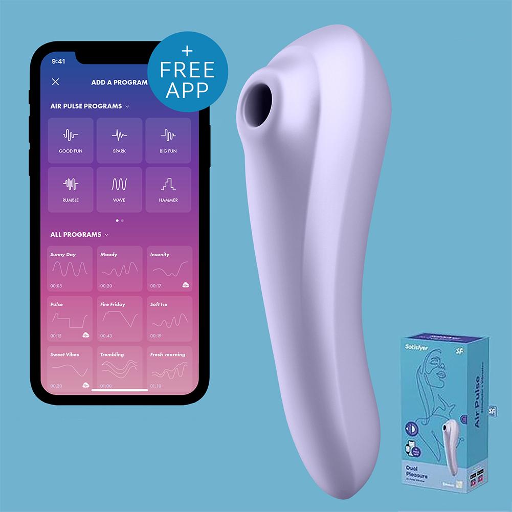 Double pleasure klitoris stimulator fra satisfyer i muave med mobil app